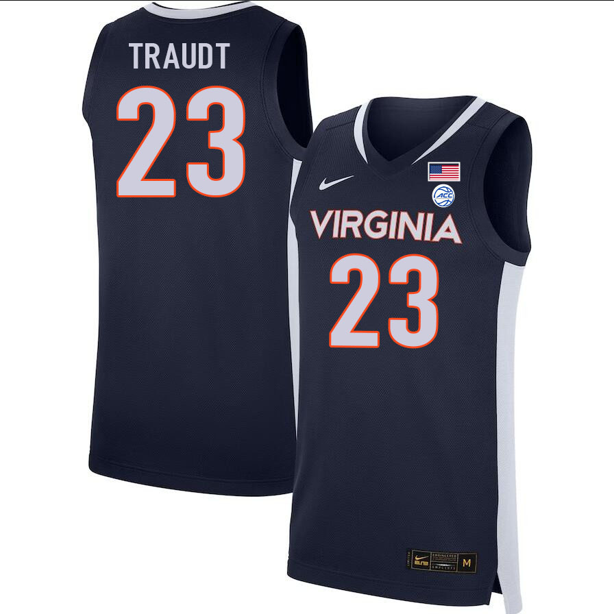 Men #23 Isaac Traudt Virginia Cavaliers College 2022-23 Stitched Basketball Jerseys Sale-Navy - Click Image to Close
